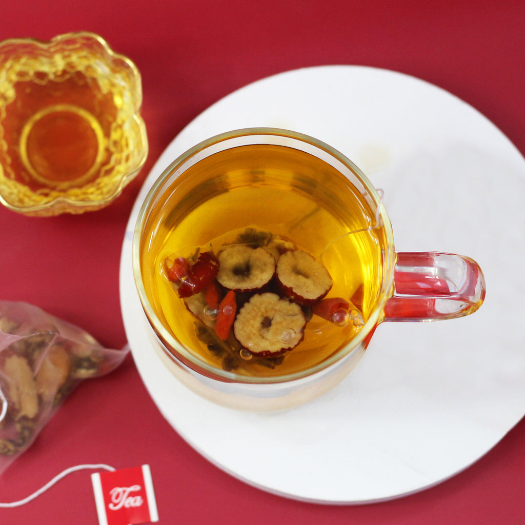 Qi & Blood Tonic Tea Bags – Nourishes Blood, Boosts Energy & Vitality – Formulated with Ginseng, Longan & 7 Medicinal & Edible Herbs – Smooth, Sweet & Mellow – Wellness Tea